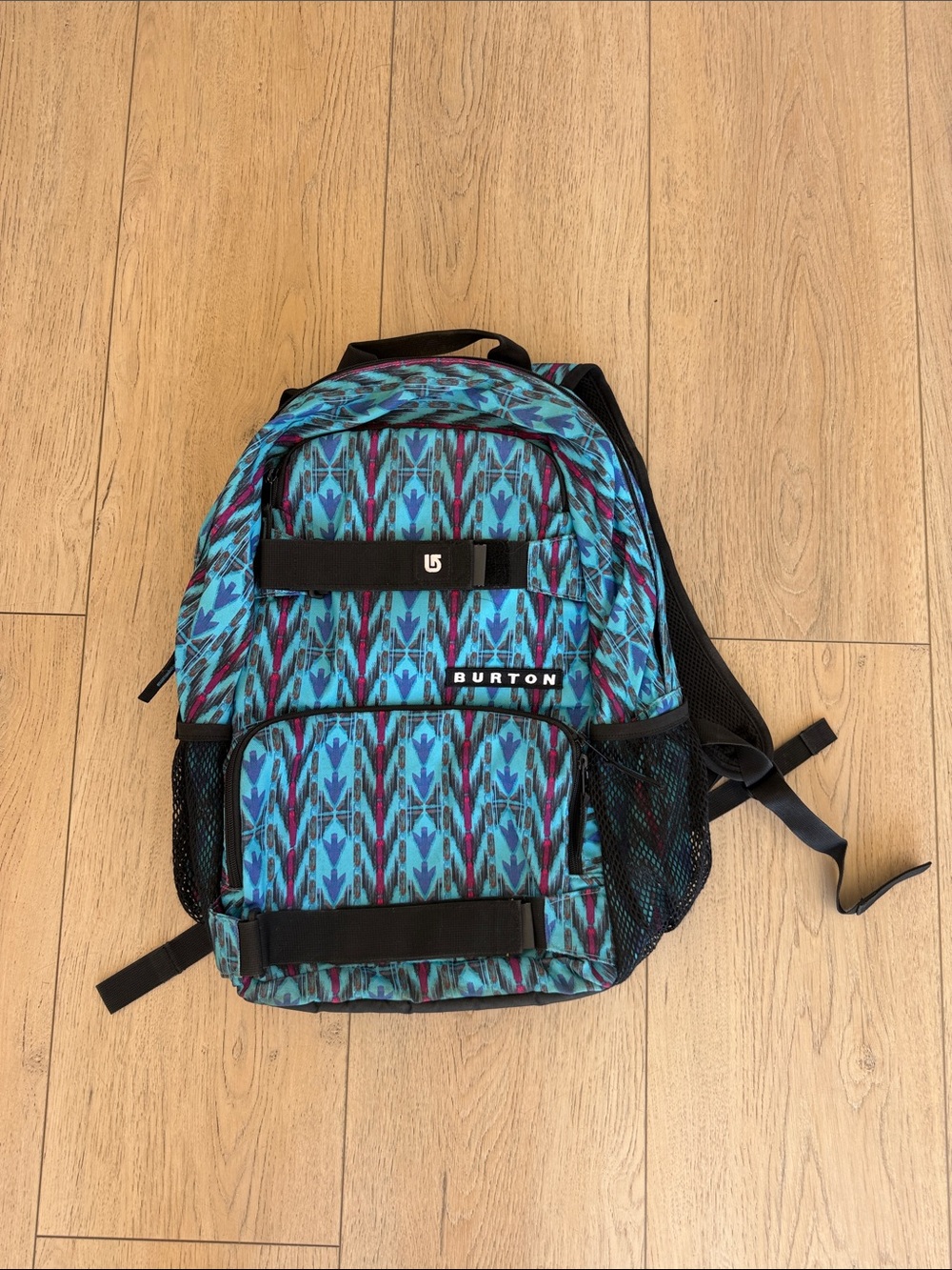 Burton Teal and Purple Patterned Men's Backpack with Black Accents